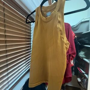 Athleta Gold Ribbed Fitted Tank Top